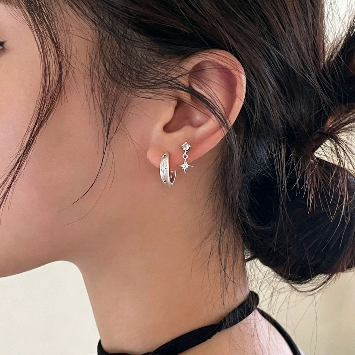 Simple Eight Awn Star Brushed Female Niche Design Graceful Fashion Earrings