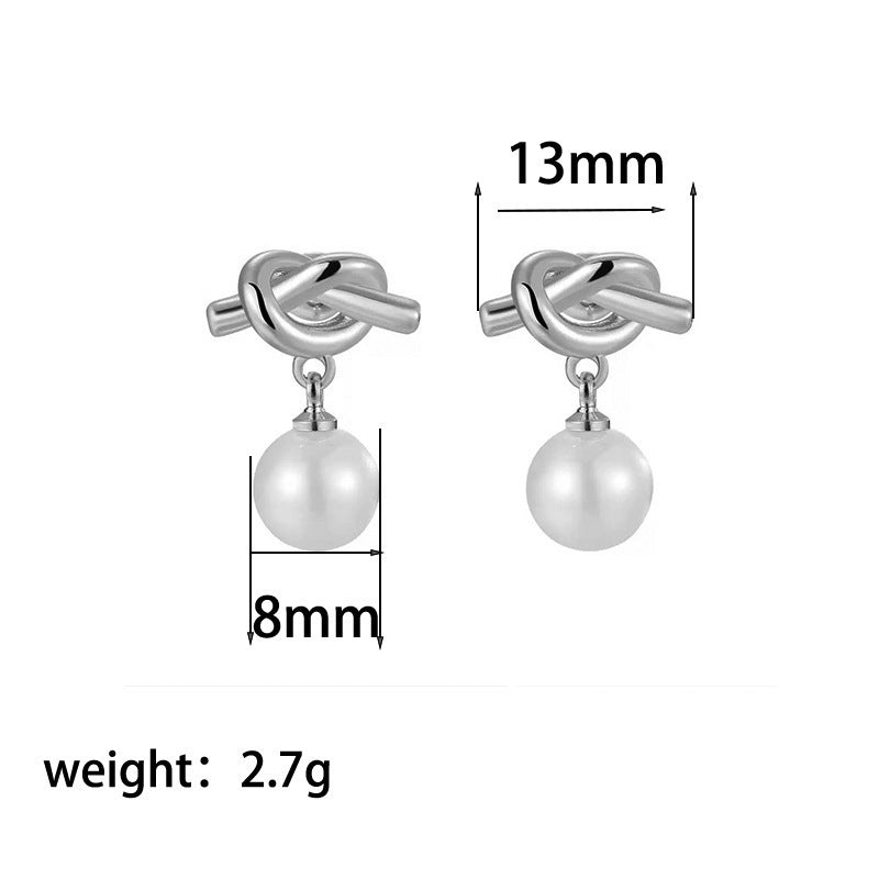 Stainless Steel Knotted Pearl Simple Fashion Unique Design Jewelry Set