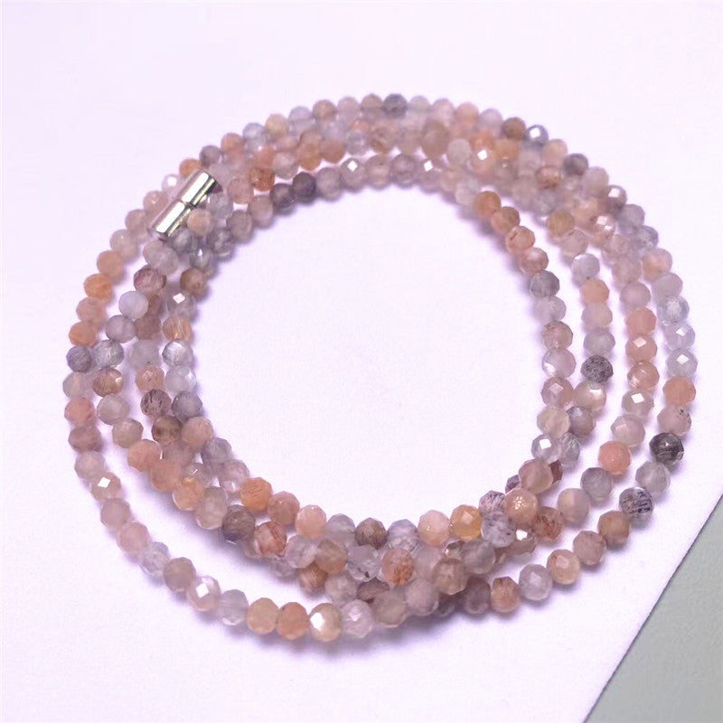 Pink Tourmaline Garnet Faceted Olive Lime Blue Moonlight Long Bracelet