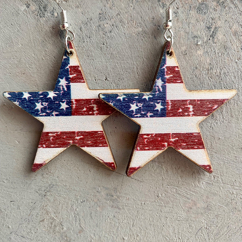 Independence Day Hat Eardrops Flag Cactus Earrings