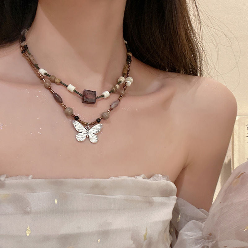 Women's Beaded Butterfly For Light Luxury Minority Design Sense Inner Zen Necklaces