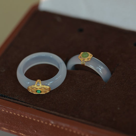 Gao Bing White Chalcedony High Sense Rings