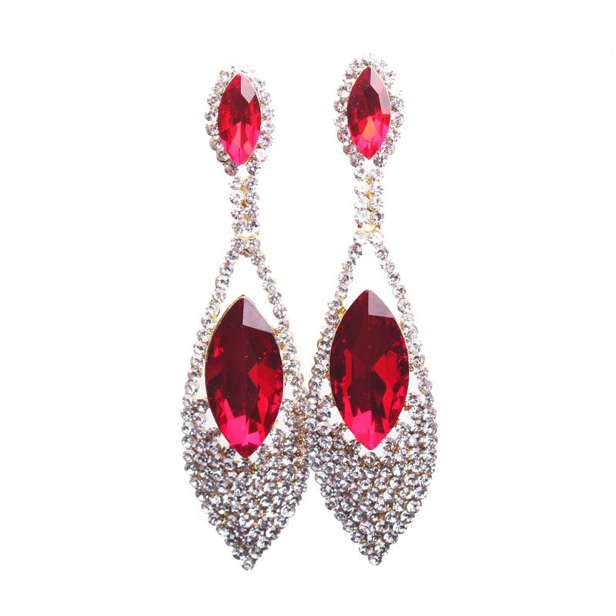 Exaggerated Glittering Crystal Gem Female Bride Earrings