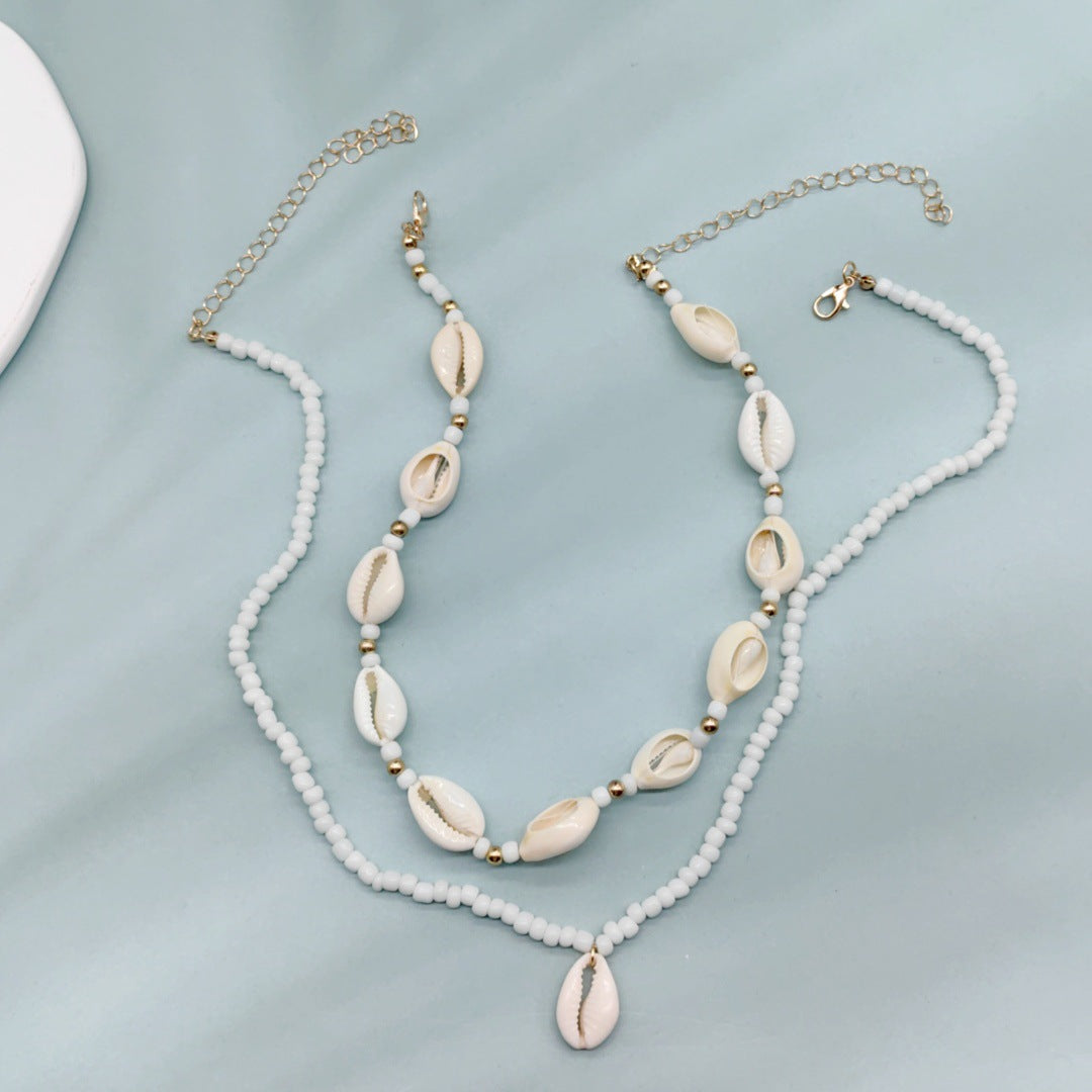 Women's Clavicle Chain Bohemian Style Bead Shell Necklace