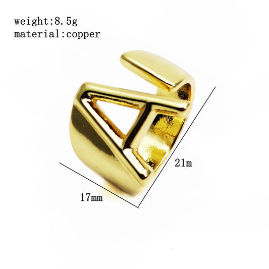 Letters Open Adjustable Plated Light Gold Rings