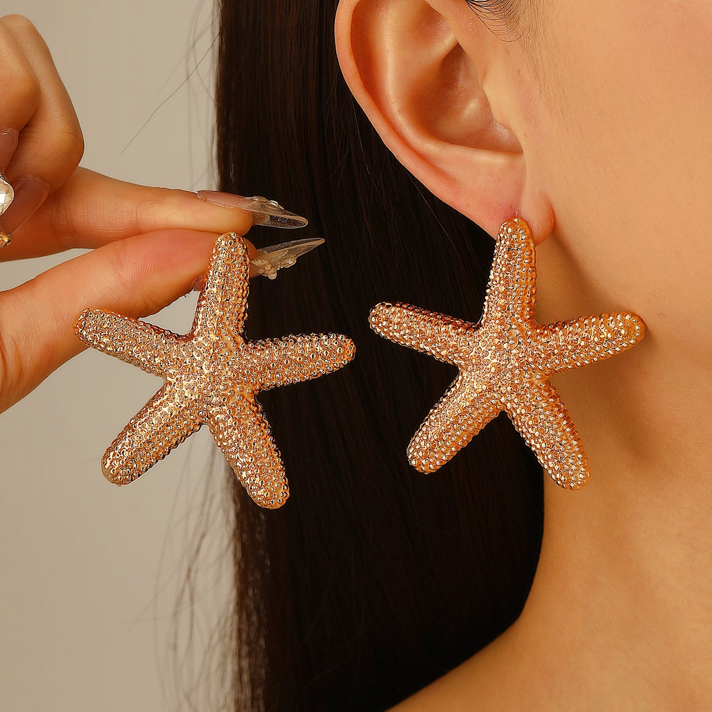 Beach Double Layer Starfish Three-piece Fashion Suit Female Summer Earrings