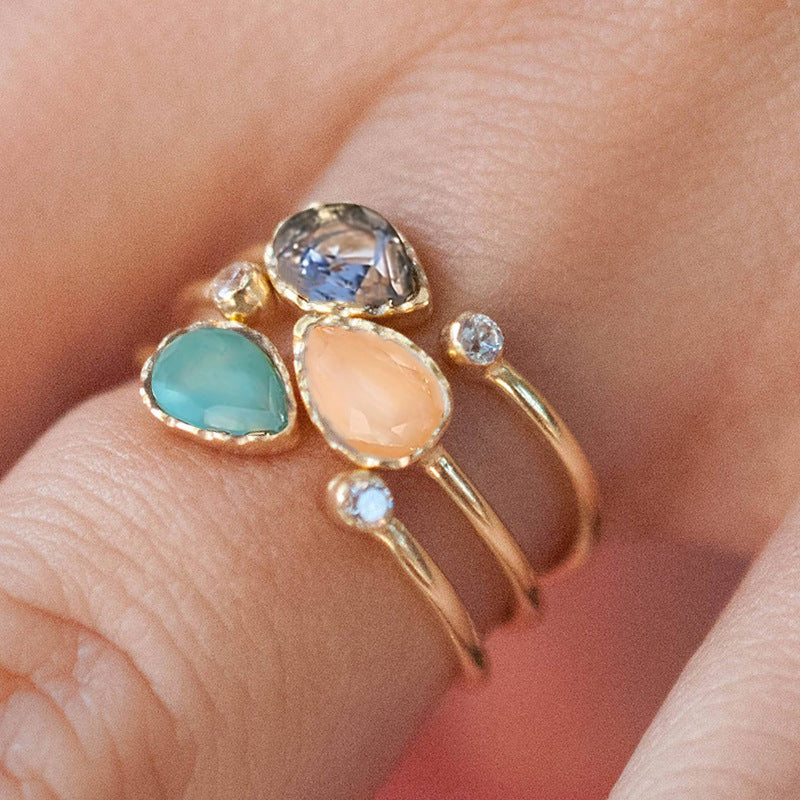Korean Style Irregular Open Temperament Drop-shaped Simulation Magazine Design Royal Ring
