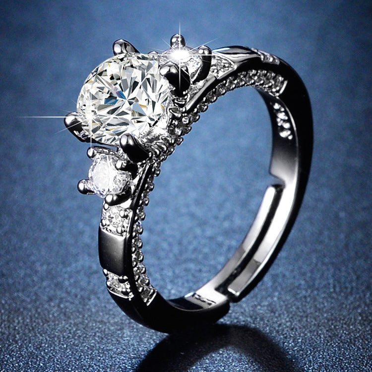 Streaming Imitation Moissanite Eight Hearts Arrows Female Karat Classic Rings