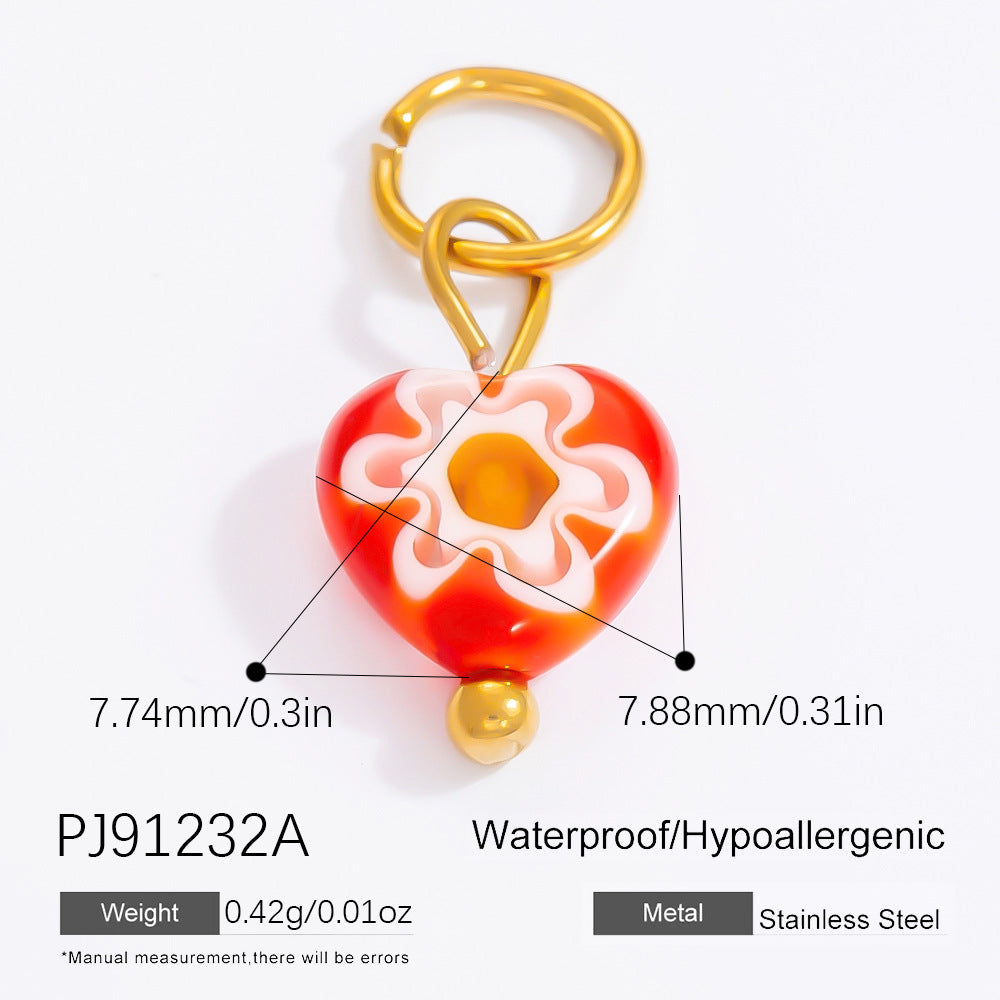 Inlaid Color Diamond Candy Moon Heart Earrings