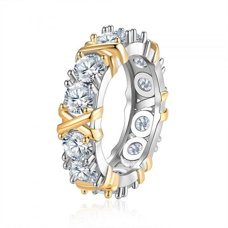 Gold-plated Cross Color Separation Inlaid Zircon Fashion Luxury Trendy Rings