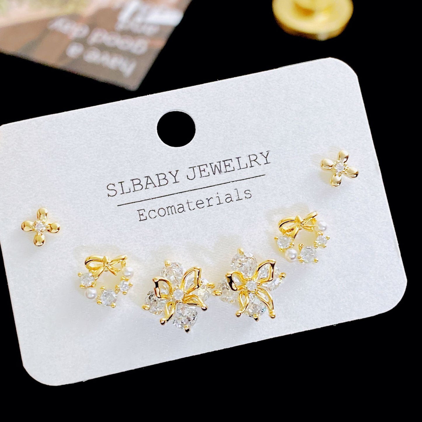 Micro Inlaid Zircon Pearl Commuter Three Pairs Earrings