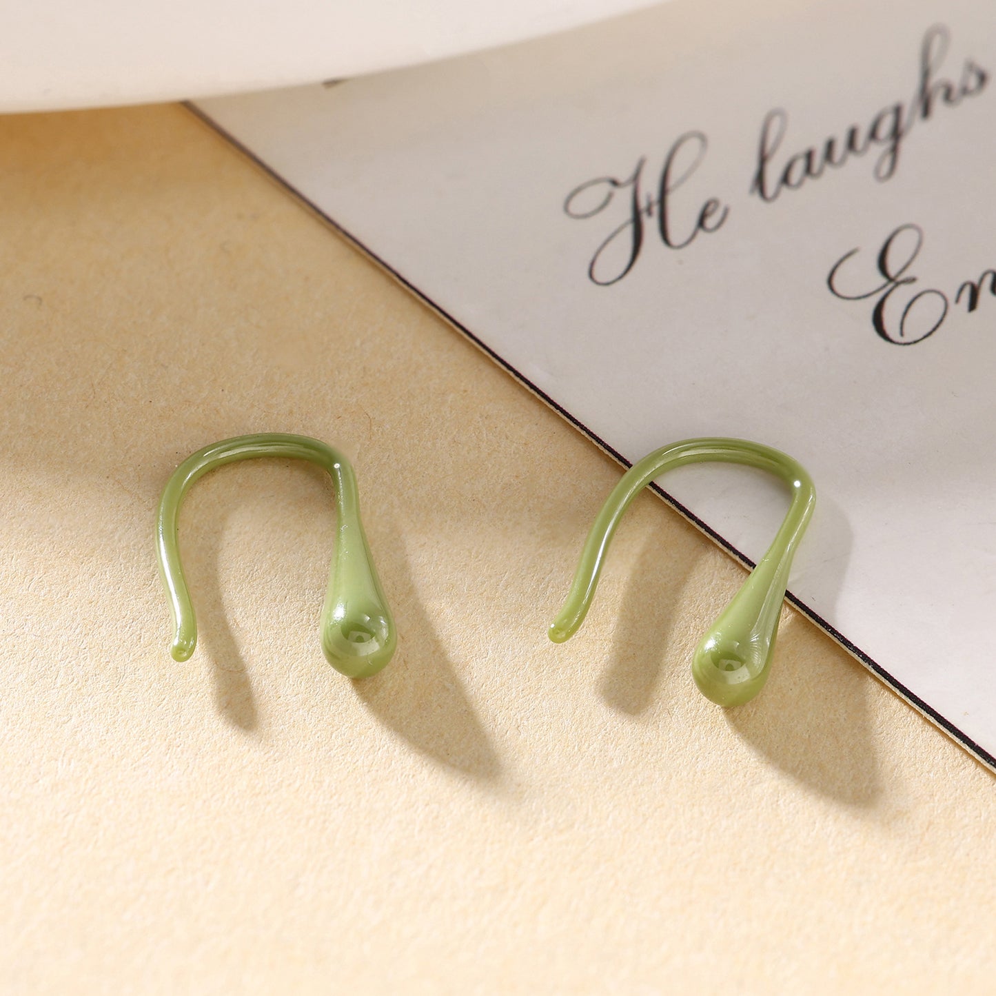 U-shaped Pure Simple Colorful Ceramic Niche Ear Hook