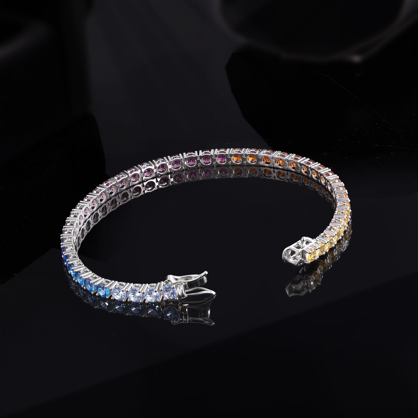 Gradient Zircon Tennis Round Bag Copper Bracelets
