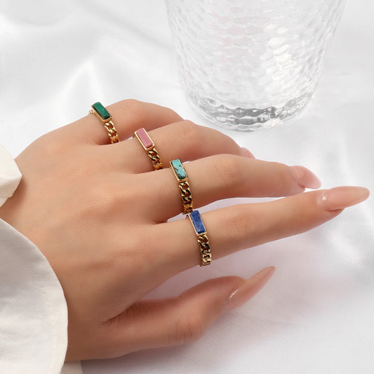 Counter Titanium Steel Blue Gold Natural Rings