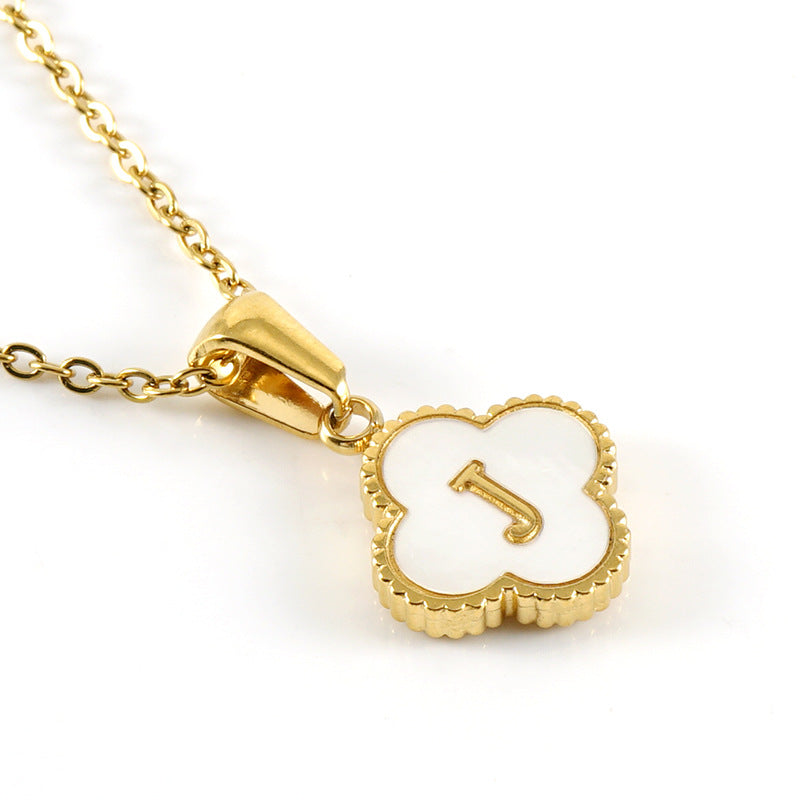 Stainless Steel Four-leaf Clover Letter Female Fashion Necklaces