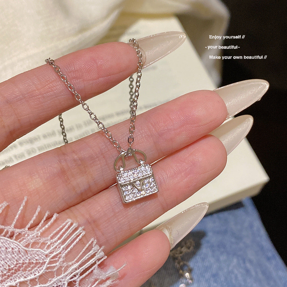 Women's Female Diamond Bag Temperament Entry Lux Clavicle Chain Niche Titanium Necklace