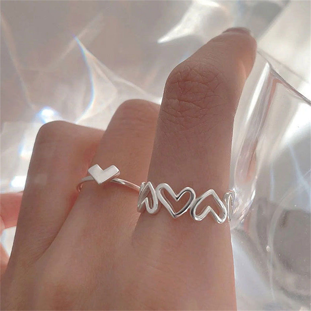 Hollow Out Love Heart-shaped Open Index Finger Simple Rings