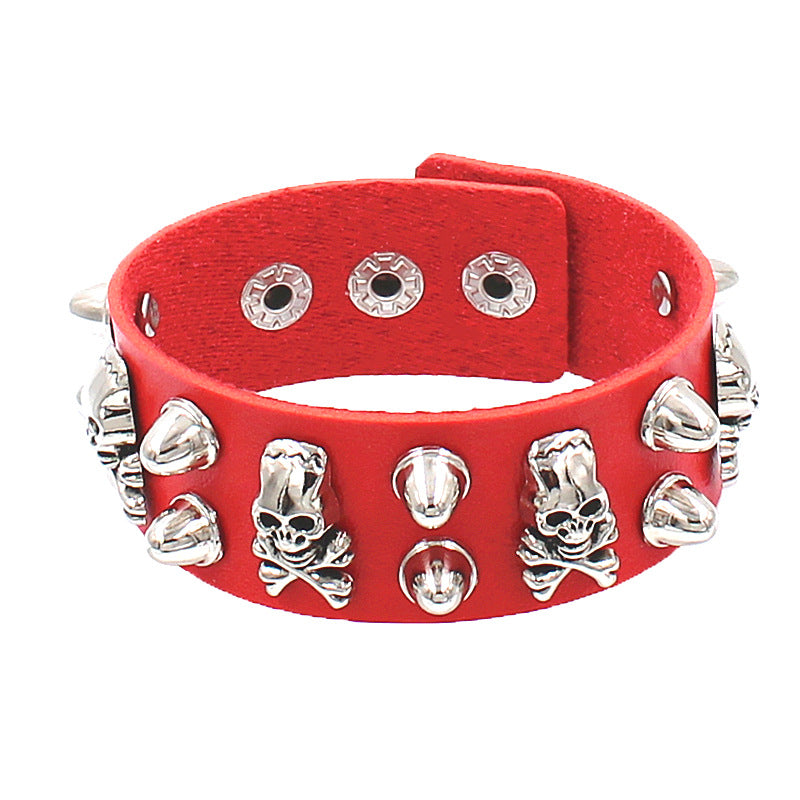 Leather Domineering Personalized Skull Rivet Punk Bracelets