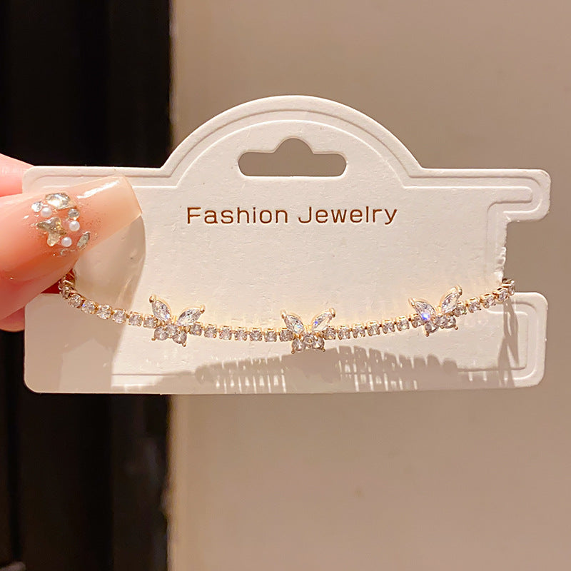 French Style Cold Simple Zircon Butterfly Light Luxury High Sense Bracelet