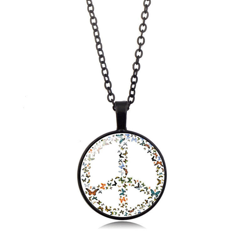 Women's Flower Peace Logo Time Stone For Vintage Necklaces
