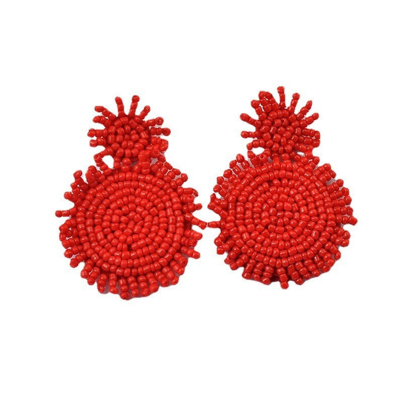 Fashion Bead Hand-woven Seaside Holiday Popular Stud Earrings