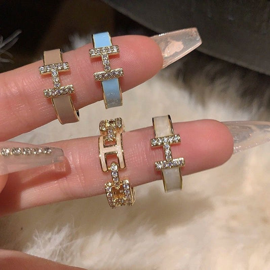 Enamel Dripping High-grade Sense Mild Luxury Retro Switchable Index Finger Ring