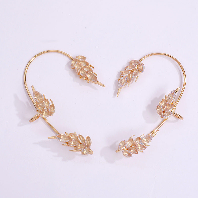 Women's Piercing Ear Hooks Gold Sier Micro Inlaid Earrings