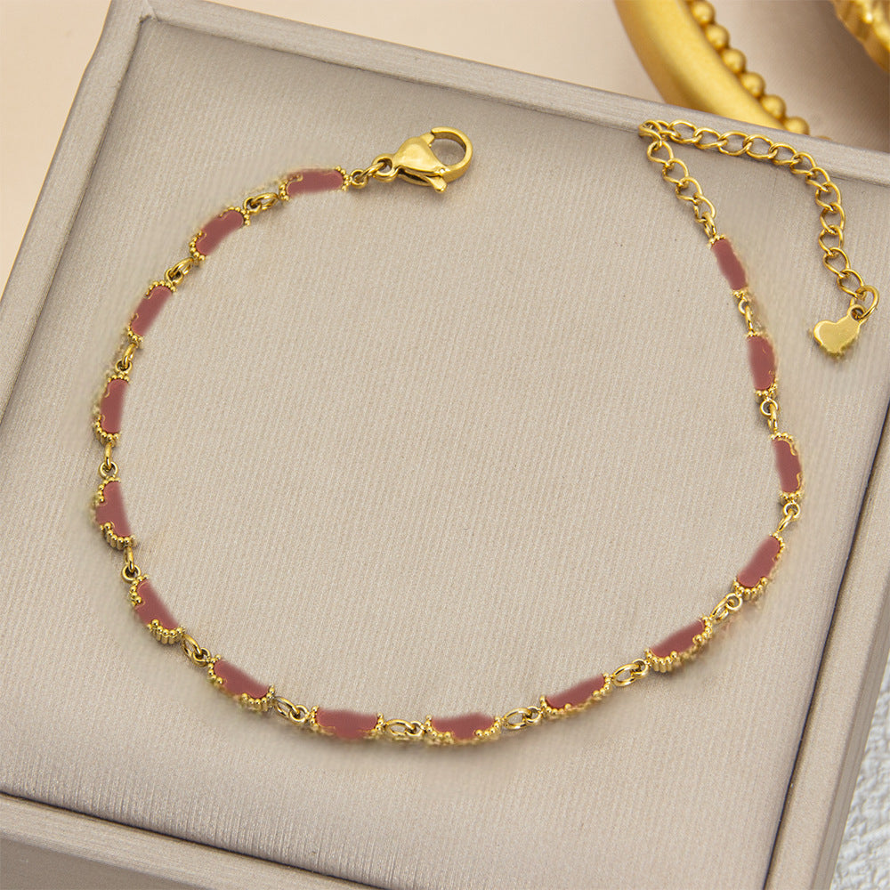 Four Flower Gold Colorful Rhombus Pattern Bracelet