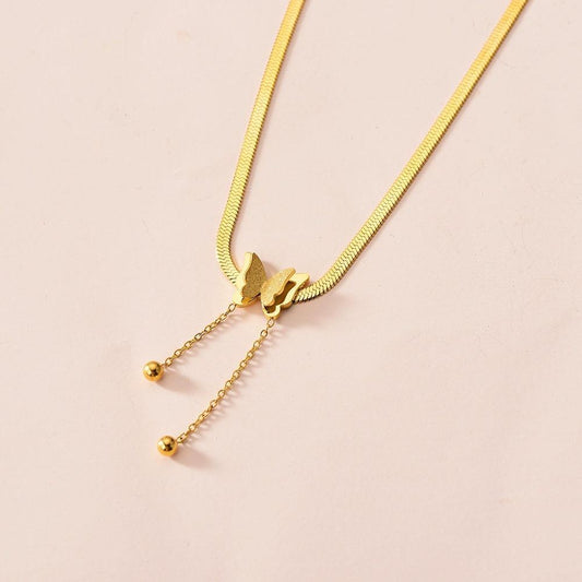 Women's Special Interest Light Luxury Frosted Butterfly Snake Bones Chain Necklace