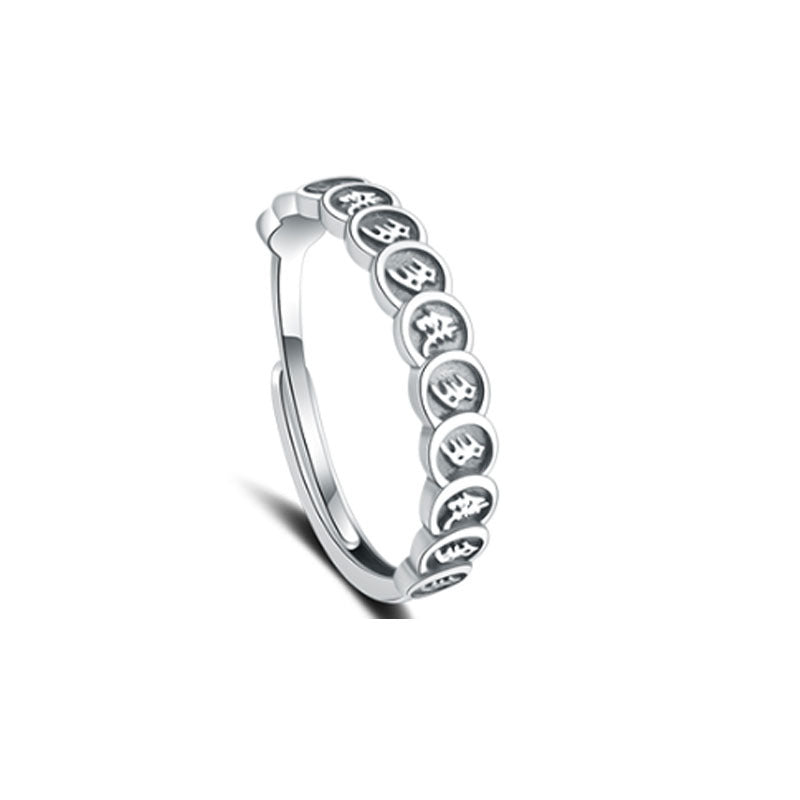 Sier Heart-to-heart Success Money Retro Good Luck Rings