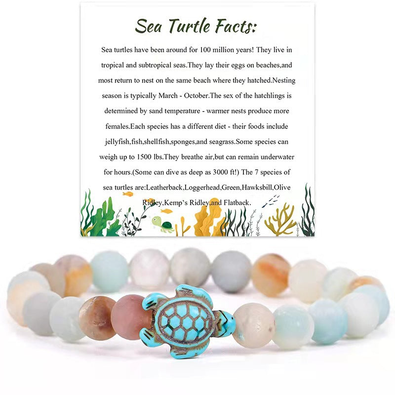 Turtle Turquoise Volcanic Rock White Beads Bracelets