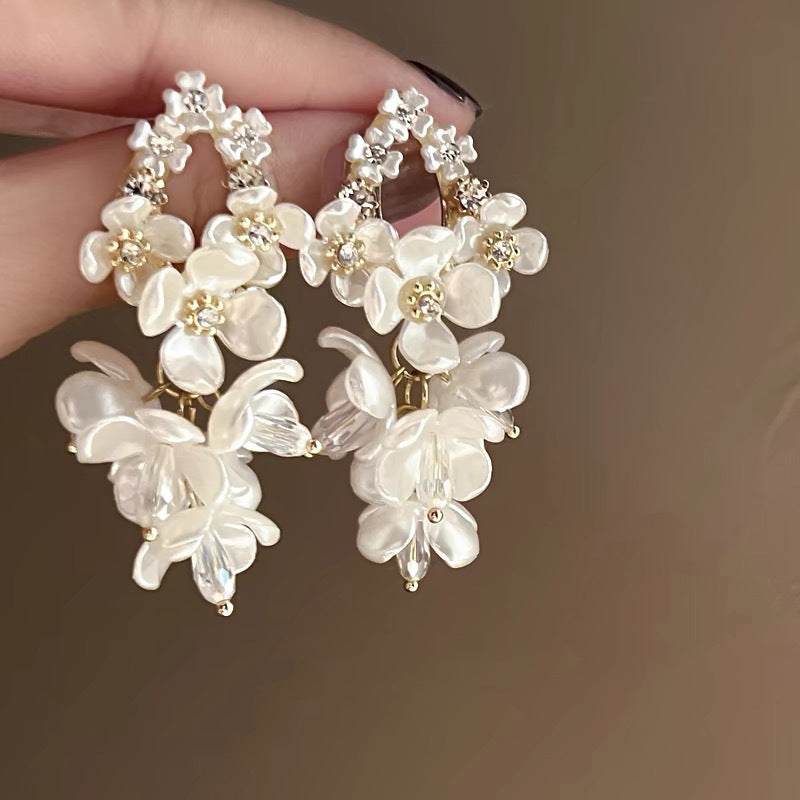 Pearl Flower Tassel Niche Temperament Atmosphere Affordable Earrings