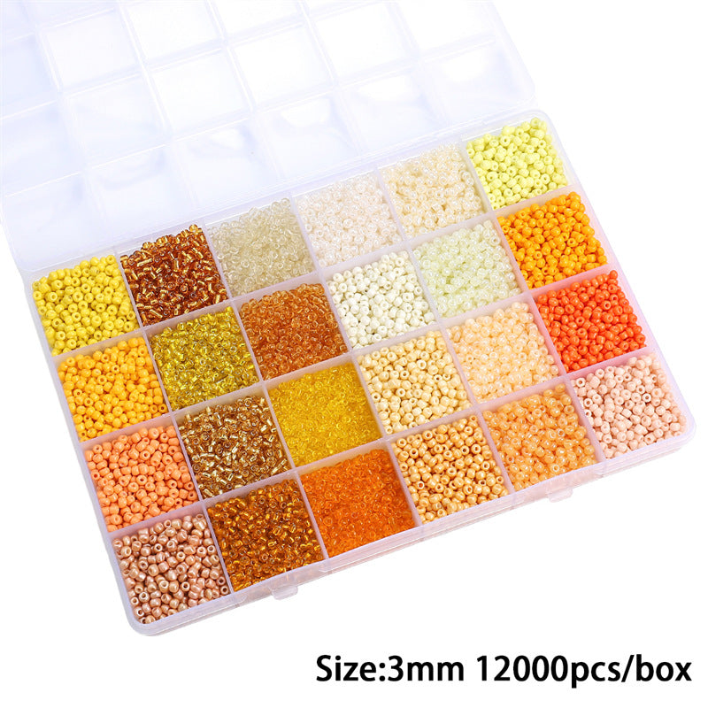 Grid Glass Color Straight Hole Bead Box Jewelry Accessories