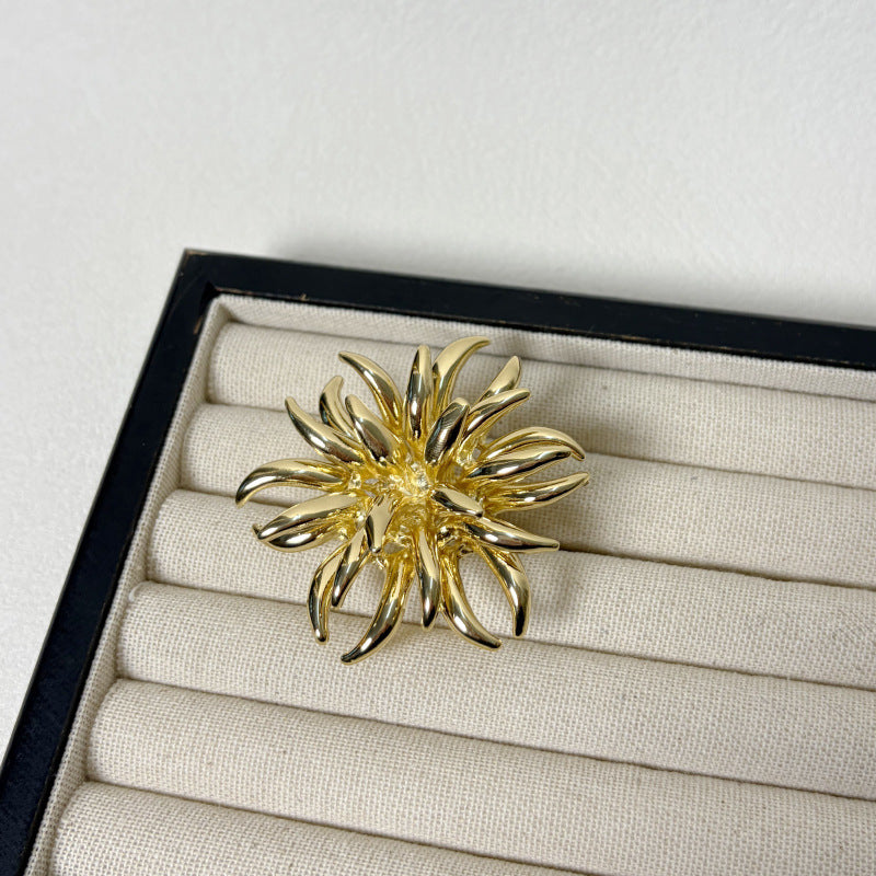 Niche Design Metal Cold Style Fireworks Shape Flower Personalized Rings