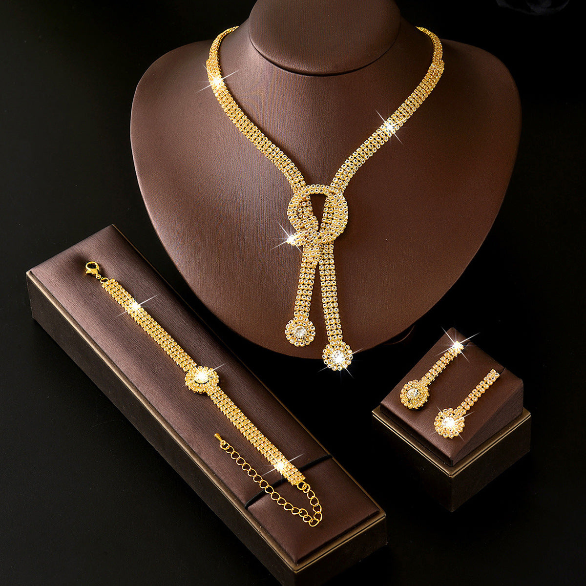 Loose Diamond Heart-shaped Three-piece Bridal Tassel Peach Pendants