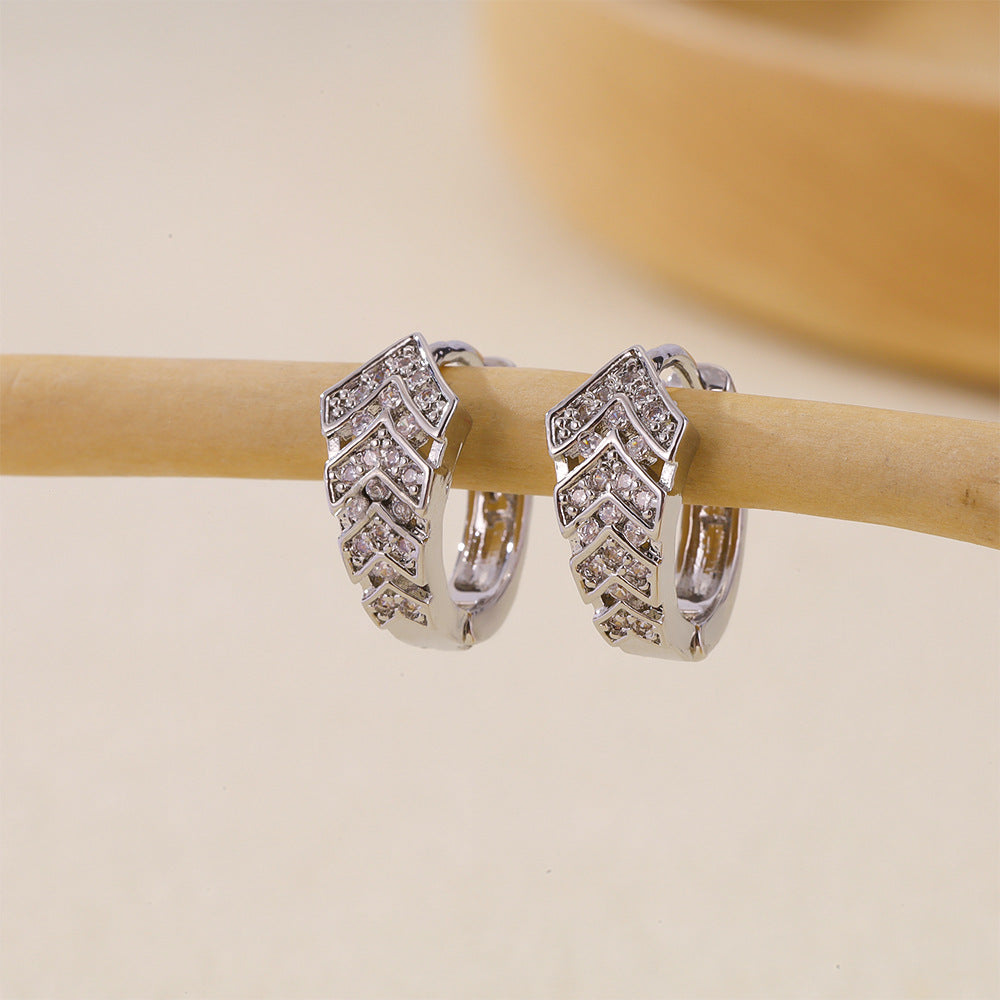 Women's Selection Fashionable Multi Zircon Inlaid Zirconium Earrings