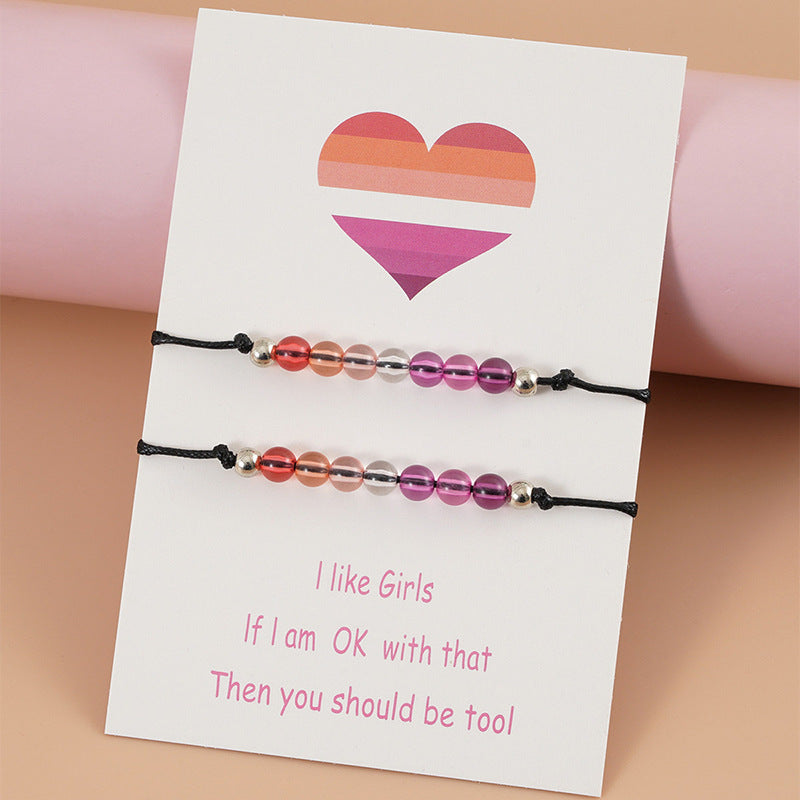 Beaded Double Sex Couple Card Acrylic Bracelets