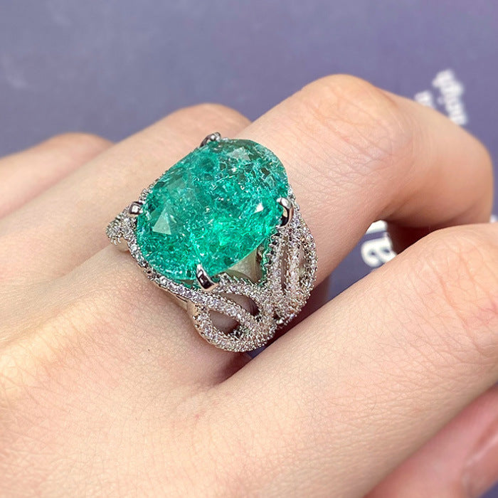 Fashion Classic Retro Flower Colored Gems Imitation Ring