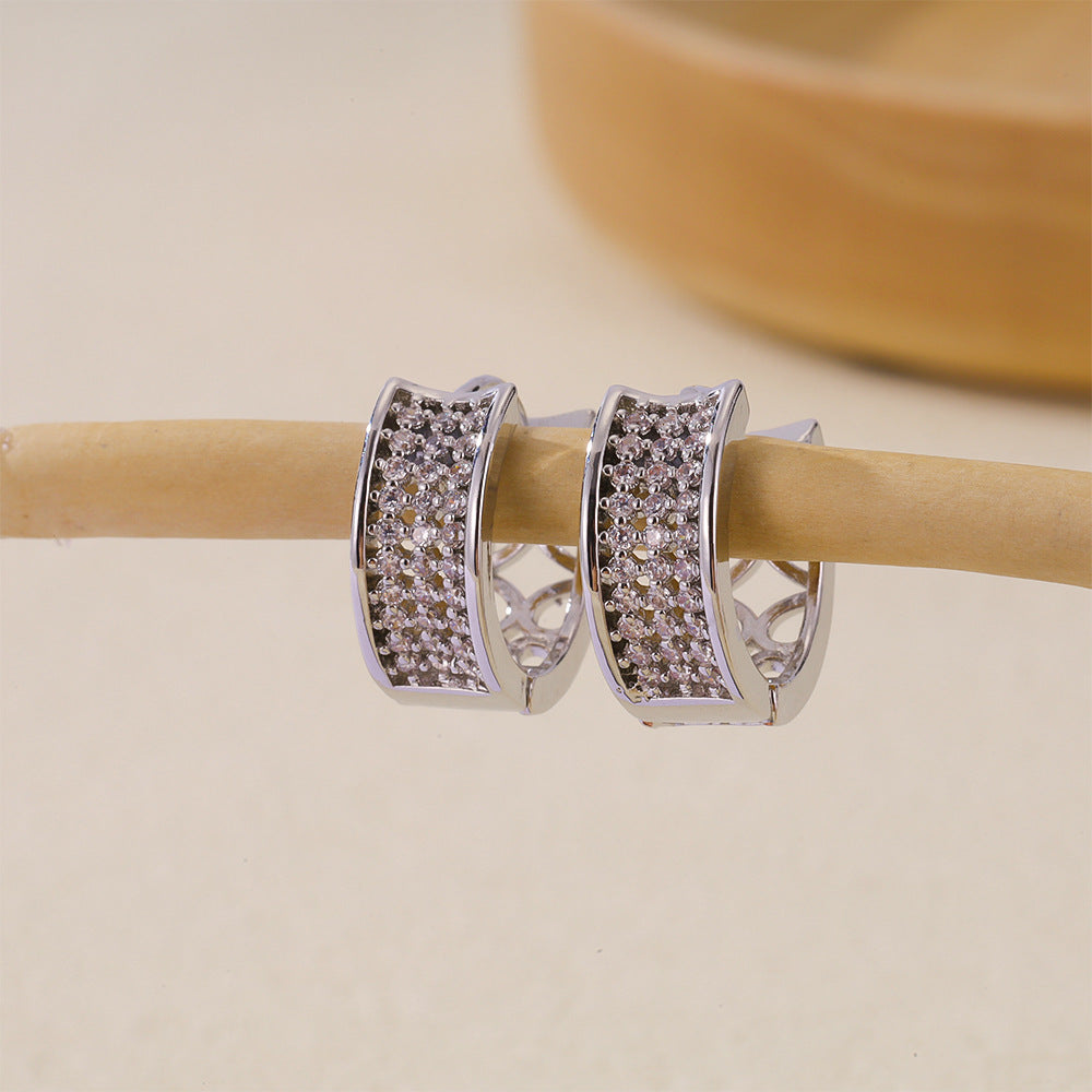 Women's Selection Fashionable Multi Zircon Inlaid Zirconium Earrings