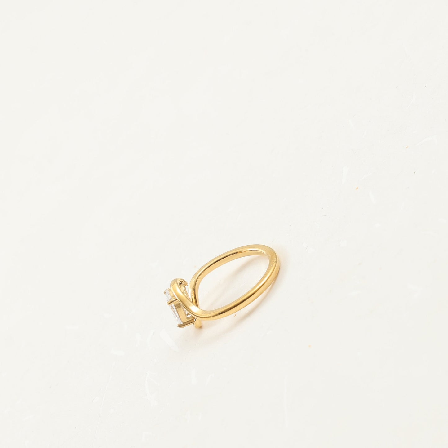 Oval Zircon Titanium Steel Gold Plating Ring