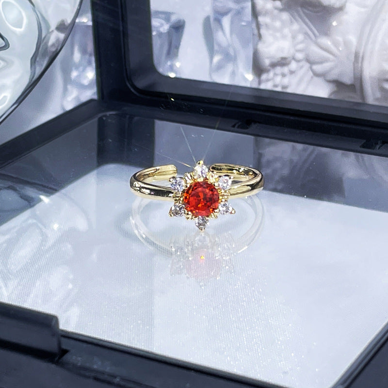 High-grade Red Diamond Open Female Minority Sweet Rings