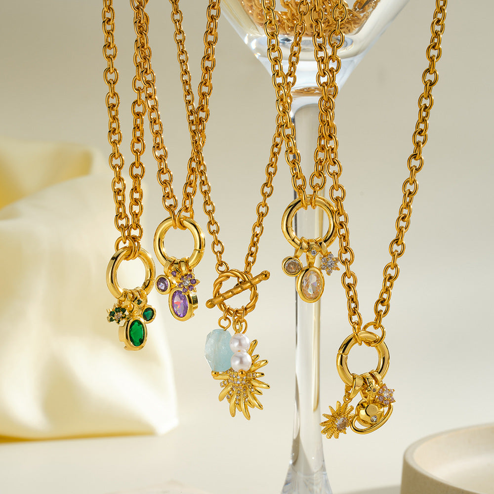 Stylish Stainless Steel Minority Simple Geometric Sun Necklaces