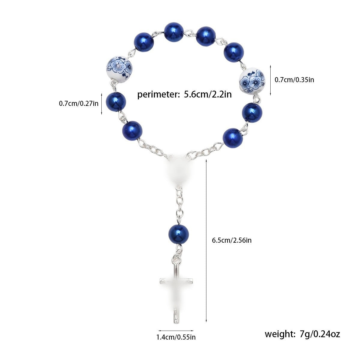 Women's & Men's Ceramic Flower Gift Cross Baptism Communion Bracelet