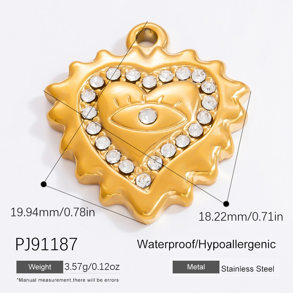 Inlaid Color Diamond Candy Moon Heart Earrings