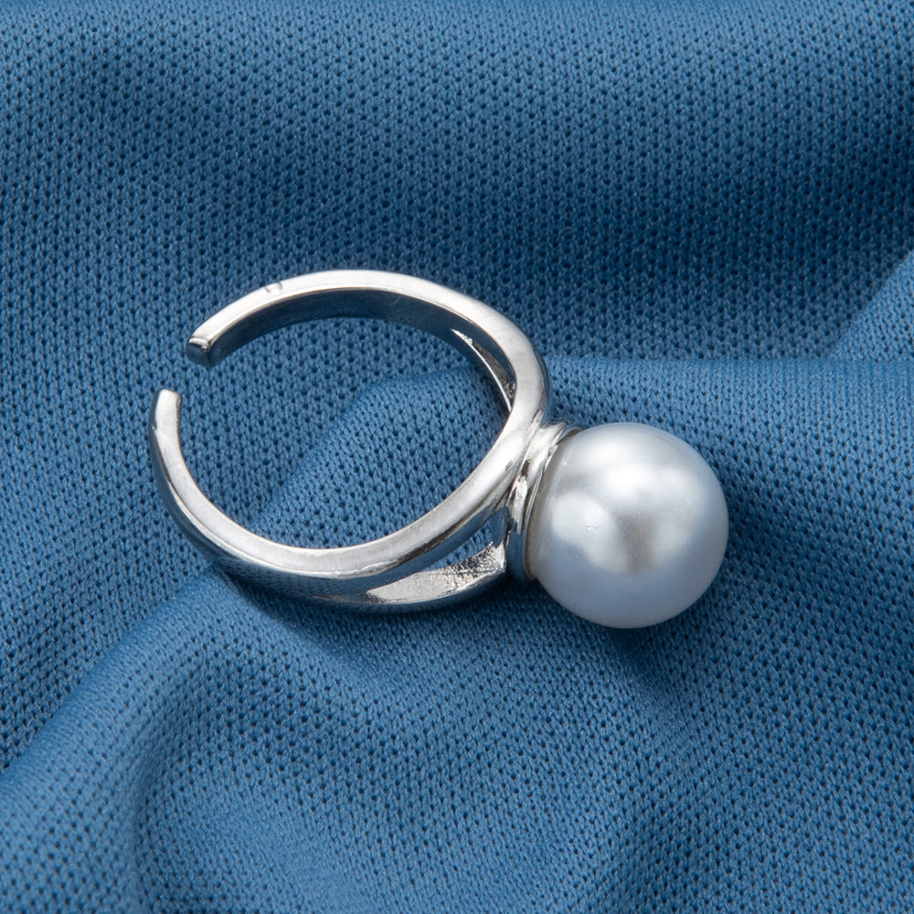 Women's High-grade Pearl Fashionable Frame Open Adjustable Rings