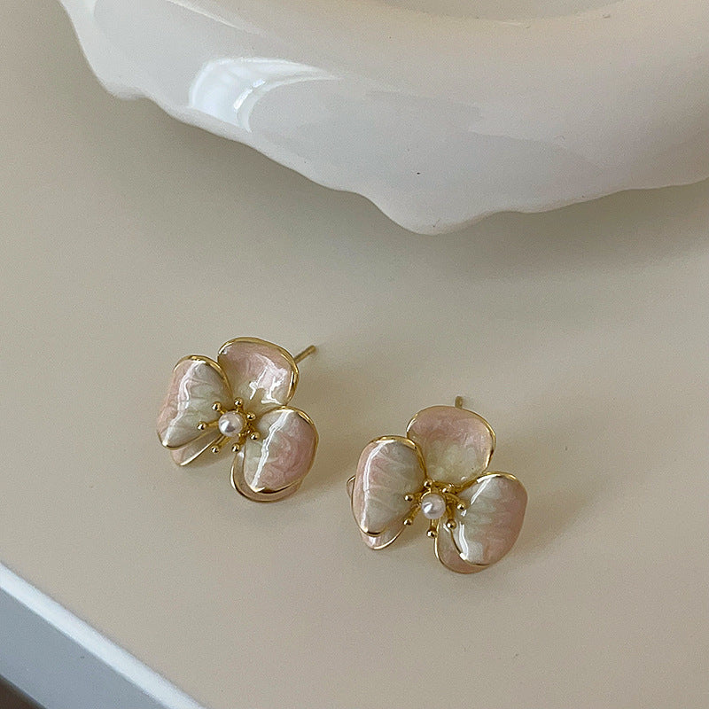 Gentle Blooming Glaze Flowers Female Personality Earrings