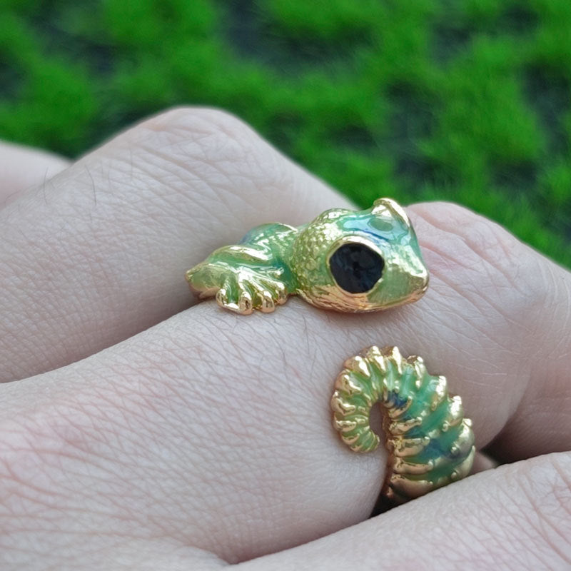 Vintage Green Lizard Open Novelty Cute Fashion Ring