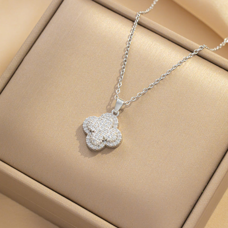 Women's Elegant Full Zirconium Clover Light Luxury High-grade Sense Pendants