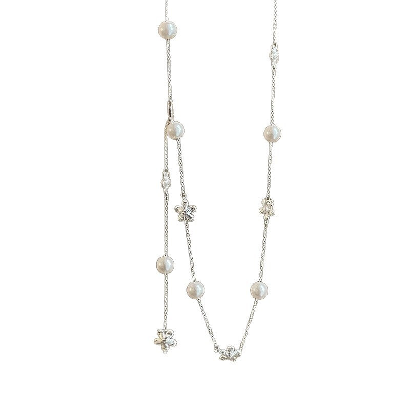 Women's Korean Style Pearl Flower Adjustable Simple Temperament Fashion Necklaces