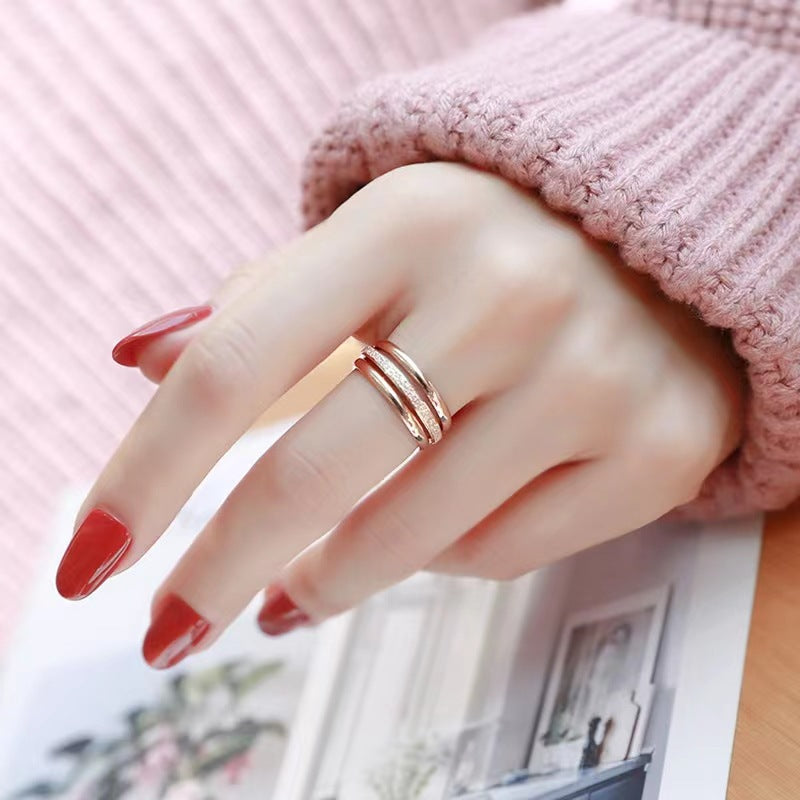 Fashion Set Titanium Steel Female Simple Light Luxury Rings